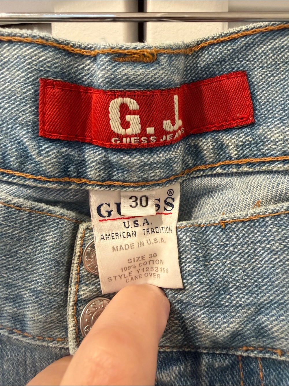 Vintage Guess G.J. USA Made Light Wash Bootcut Jeans Size 30 - Picture 4 of 6